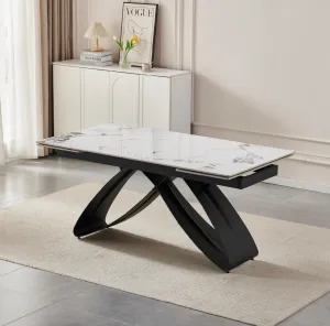 JAKS Rozkladací stôl Luigi čierny 160 - 240 cm biely mramor