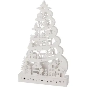 Vianočný svietiaci strom, 45 x 6 x 27 cm, 15 LED, drevo