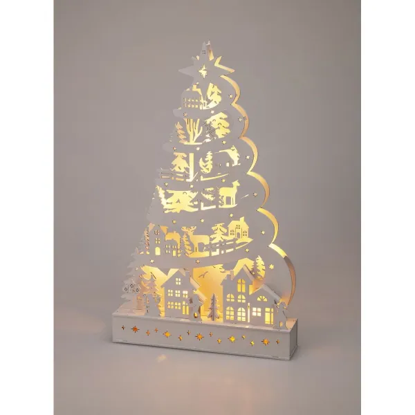 Vianočný svietiaci strom, 45 x 6 x 27 cm, 15 LED, drevo