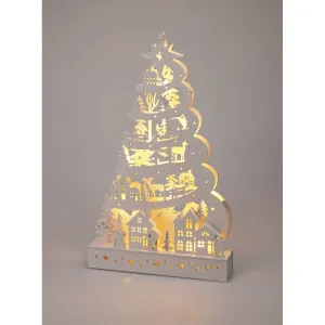 Vianočný svietiaci strom, 45 x 6 x 27 cm, 15 LED, drevo