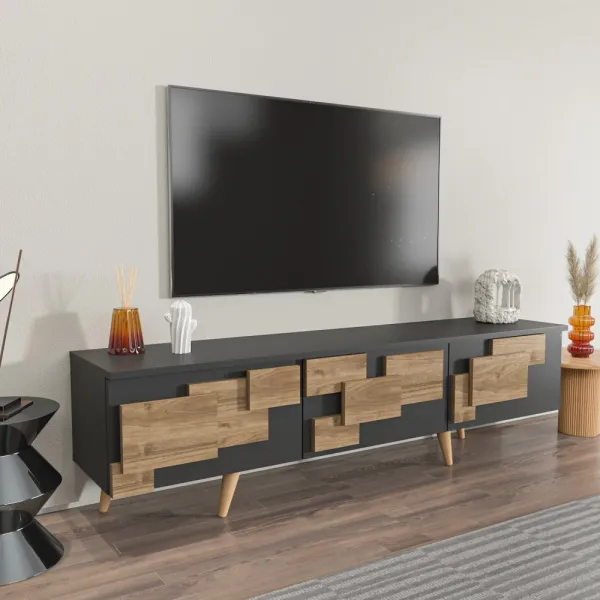 TV stolík 3 D - Anthracite, Walnut
