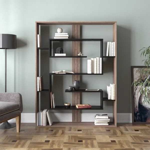 Knižnica Esteban - Walnut, Black