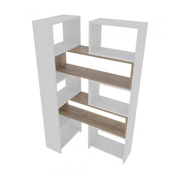 Knižnica Poyraz - White, Walnut