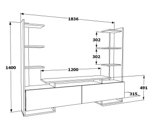 TV stolík Ava - White, Oak