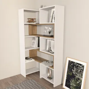 Knižnica Poyraz - White, Walnut