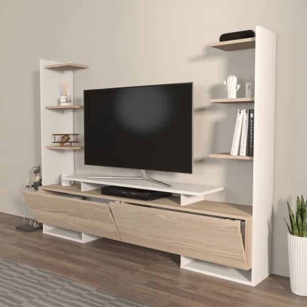 TV stolík Ava - White, Oak
