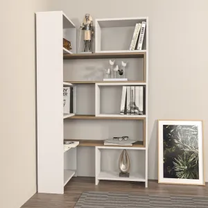 Knižnica Poyraz - White, Walnut