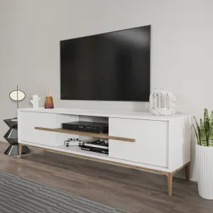 TV stolík Eslem - White, Walnut