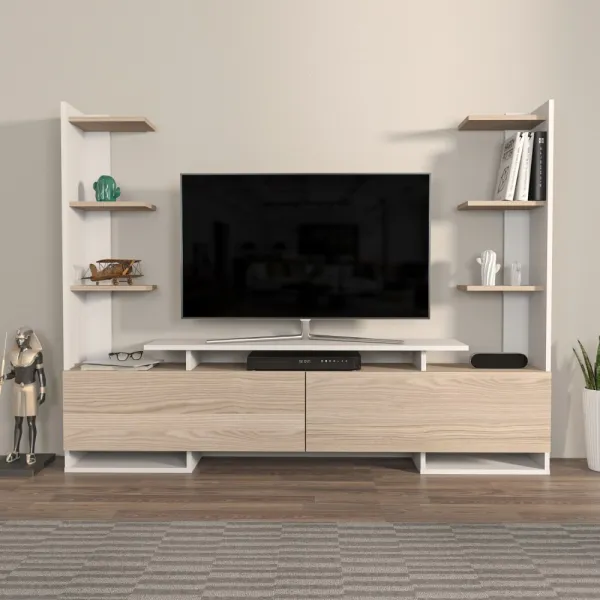 TV stolík Ava - White, Oak
