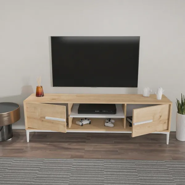 TV stolík Eslem - Oak, White