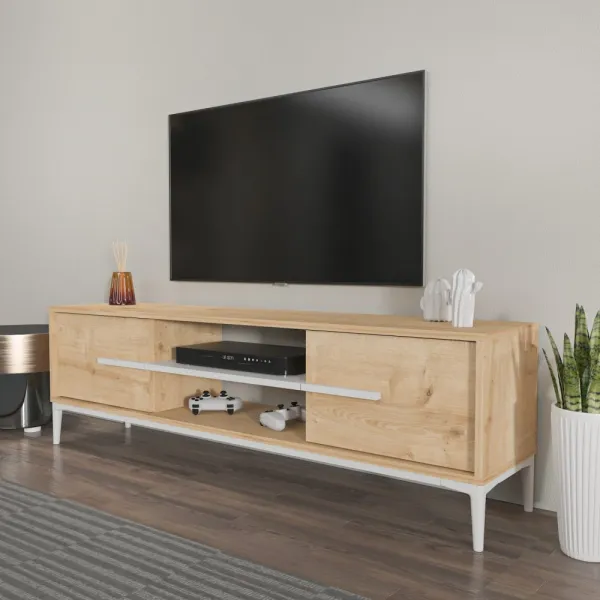 TV stolík Eslem - Oak, White