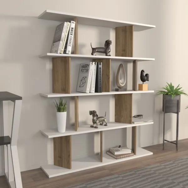 Knižnica Grace - White, Walnut