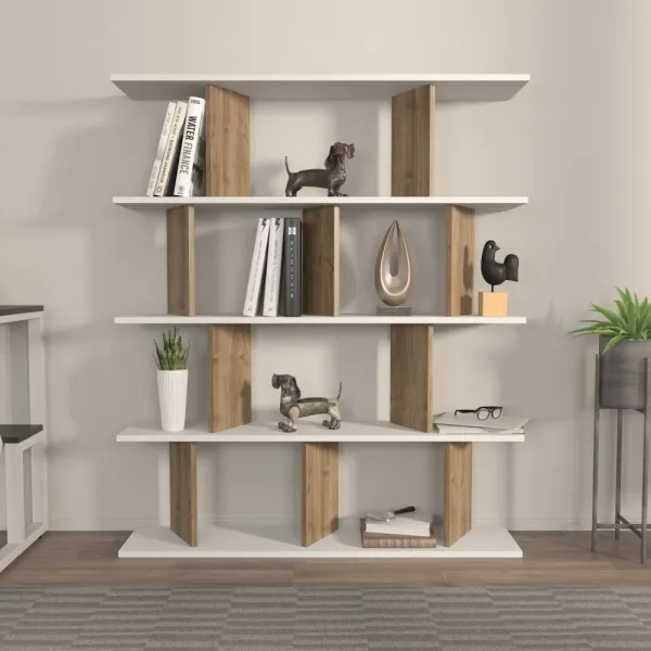 Knižnica Grace - White, Walnut