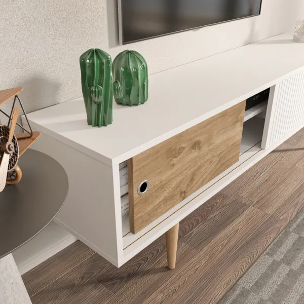 TV stolík Ecrin - White, Walnut