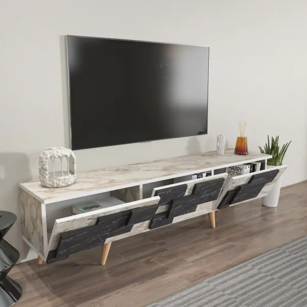 TV stolík 3 D - White, Marble