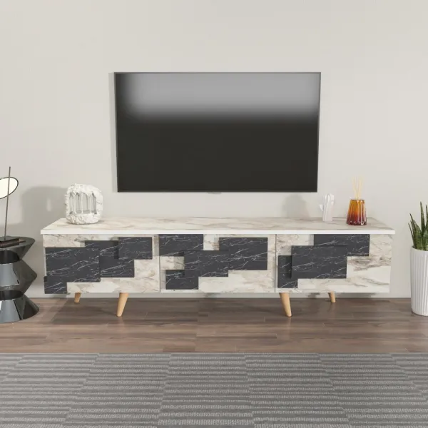 TV stolík 3 D - White, Marble