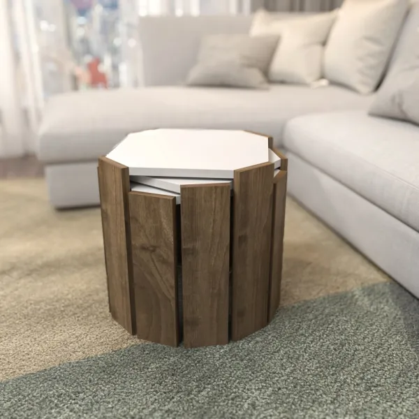 Konferenčný stolík Lori - White, Walnut