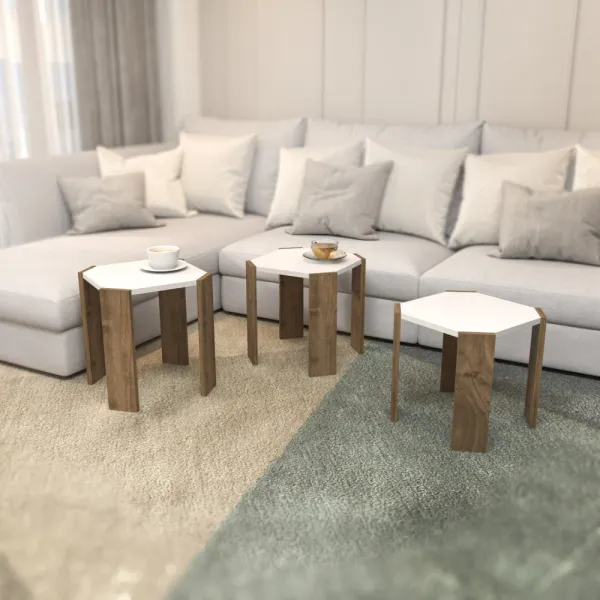 Konferenčný stolík Lori - White, Walnut
