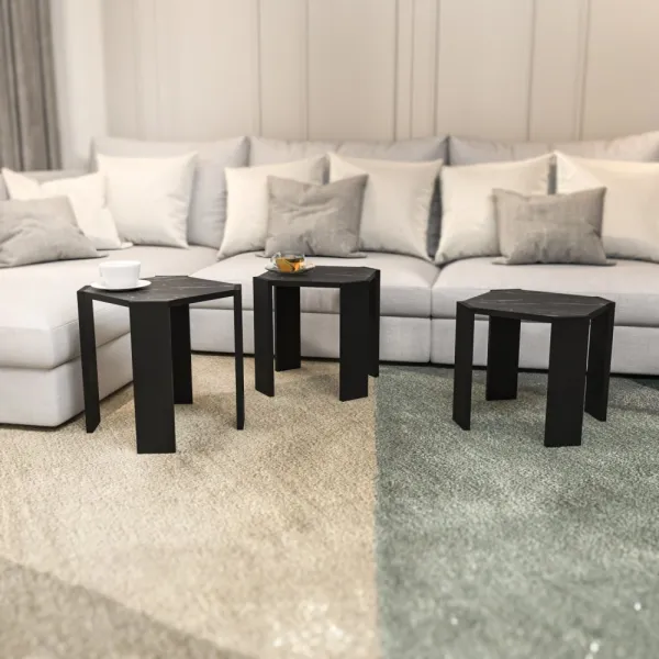 Konferenčný stolík Lori - Black, Marble