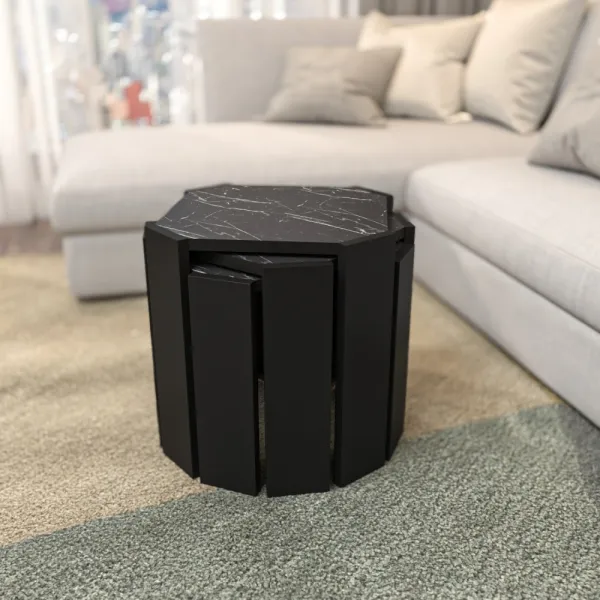Konferenčný stolík Lori - Black, Marble