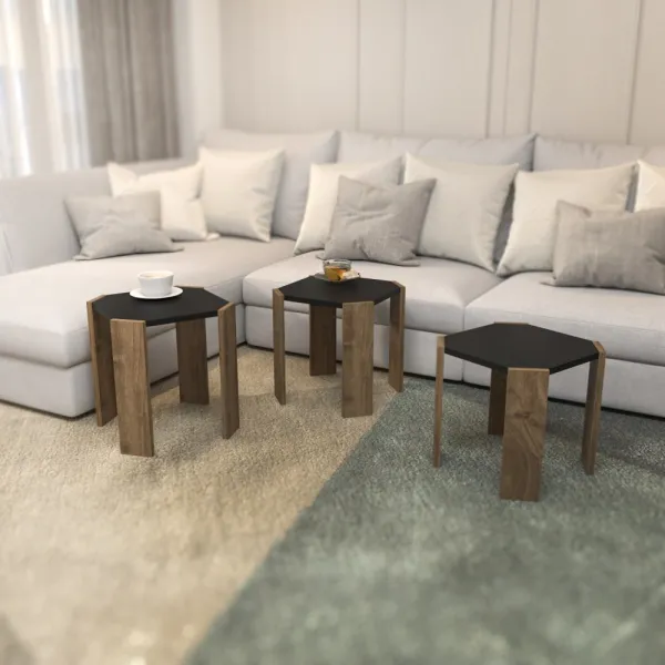 Konferenčný stolík Lori - Anthracite, Walnut