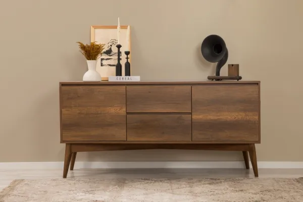Set s rozkladacím stolom, stoličkami a konzolou (5 kusov) Vina 02 0701 - Walnut, Grey