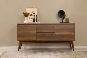 Set s rozkladacím stolom, stoličkami a konzolou (5 kusov) Vina 02 0701 - Walnut, Grey