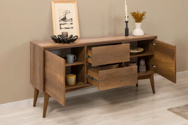 Set s rozkladacím stolom, stoličkami a konzolou (6 kusov) Vina Bench 04 1053 - Walnut, Anthracite