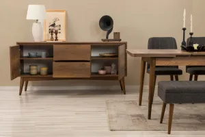 Set s rozkladacím stolom, stoličkami a konzolou (6 kusov) Vina Bench 04 1053 - Walnut, Anthracite