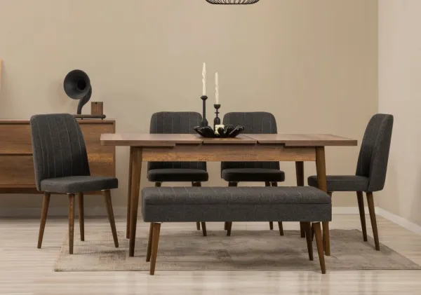 Set s rozkladacím stolom, stoličkami a konzolou (7 kusov) Vina 03 1053 - Walnut, Anthracite