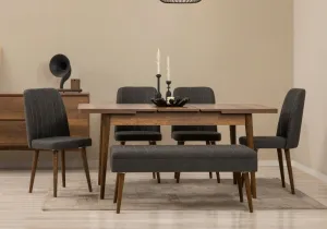 Set s rozkladacím stolom, stoličkami a konzolou (7 kusov) Vina 03 1053 - Walnut, Anthracite