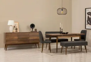 Set s rozkladacím stolom, stoličkami a konzolou (6 kusov) Vina Bench 04 1053 - Walnut, Anthracite