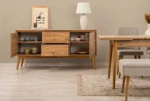 Set s rozkladacím stolom, stoličkami a konzolou (5 kusov) Vina 02 1005 - Atlantic Pine, Cream