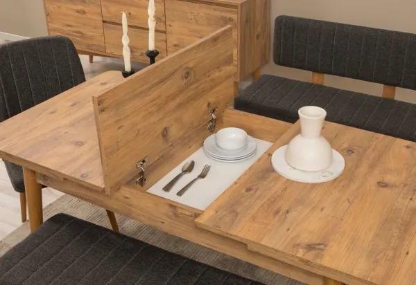 Set s rozkladacím stolom, stoličkami a konzolou (6 kusov) Vina Bench 04 1053 - Atlantic Pine, Anthracite