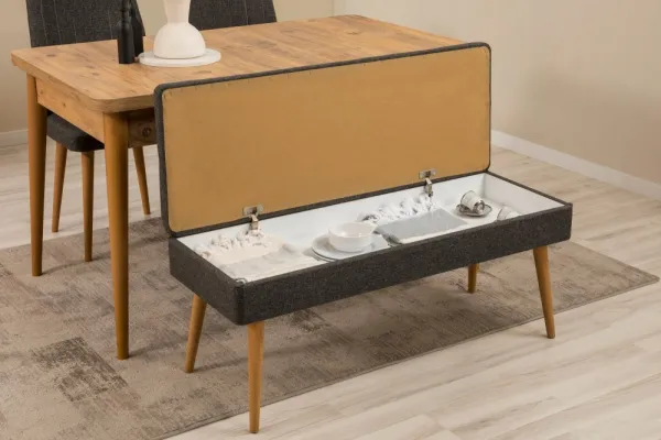 Set s rozkladacím stolom, stoličkami a konzolou (6 kusov) Vina Bench 04 1053 - Atlantic Pine, Anthracite