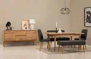 Set s rozkladacím stolom, stoličkami a konzolou (6 kusov) Vina Bench 04 1053 - Atlantic Pine, Anthracite