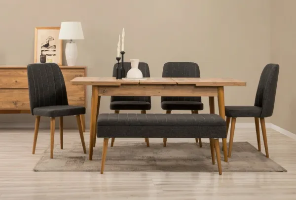Set s rozkladacím stolom, stoličkami a konzolou (7 kusov) Vina 03 1053 - Atlantic Pine, Anthracite