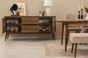 Set s rozkladacím stolom, stoličkami a konzolou (6 kusov) Vina Bench 04 0900 - Walnut, Stone