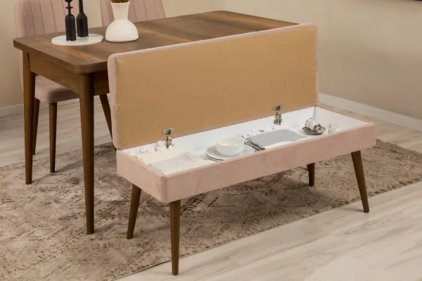 Set s rozkladacím stolom, stoličkami a konzolou (6 kusov) Vina Bench 04 0900 - Walnut, Stone