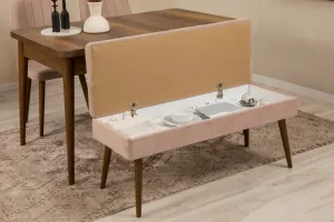 Set s rozkladacím stolom, stoličkami a konzolou (6 kusov) Vina Bench 04 0900 - Walnut, Stone