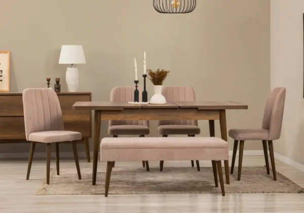 Set s rozkladacím stolom, stoličkami a konzolou (7 kusov) Vina 03 0900 - Walnut, Stone