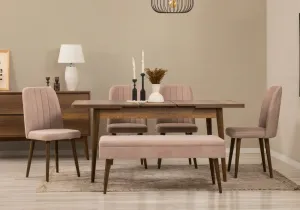 Set s rozkladacím stolom, stoličkami a konzolou (7 kusov) Vina 03 0900 - Walnut, Stone