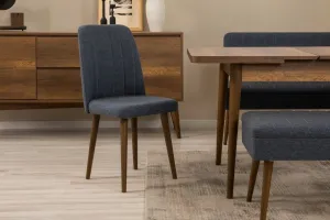 Set s rozkladacím stolom, stoličkami a konzolou (6 kusov) Vina Bench 04 1048 - Walnut, Dark Blue