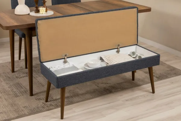 Set s rozkladacím stolom, stoličkami a konzolou (5 kusov) Vina 02 1048 - Walnut, Dark Blue