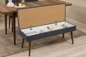 Set s rozkladacím stolom, stoličkami a konzolou (5 kusov) Vina 02 1048 - Walnut, Dark Blue