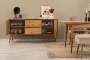 Set s rozkladacím stolom, stoličkami a konzolou (5 kusov) Vina 02 0900 - Atlantic Pine, Stone