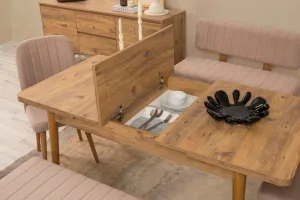 Set s rozkladacím stolom, stoličkami a konzolou (6 kusov) Vina Bench 04 0900 - Atlantic Pine, Stone