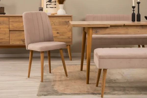 Set s rozkladacím stolom, stoličkami a konzolou (6 kusov) Vina Bench 04 0900 - Atlantic Pine, Stone