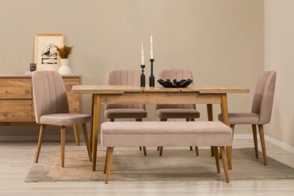 Set s rozkladacím stolom, stoličkami a konzolou (7 kusov) Vina 03 0900 - Atlantic Pine, Stone