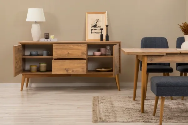 Set s rozkladacím stolom, stoličkami a konzolou (6 kusov) Vina Bench 04 1048 - Atlantic Pine, Dark Blue